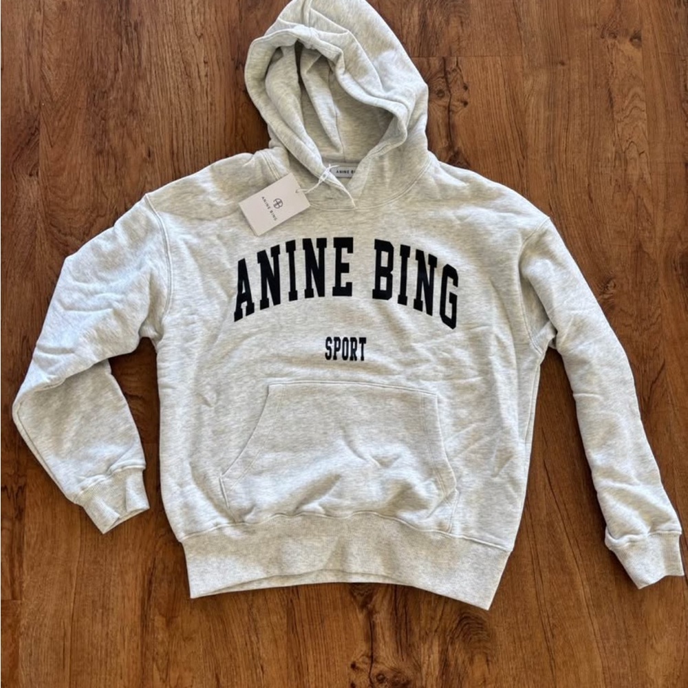 Anine Bing Light Gray Sport Hoodie NWT